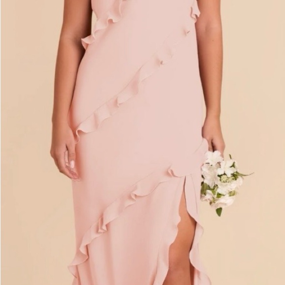 Birdy Grey Blush Asymmetrical Ruffle Dress